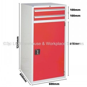 Euroslide Storage Cabinet 2 Drawer & Cupboard 1200mm
